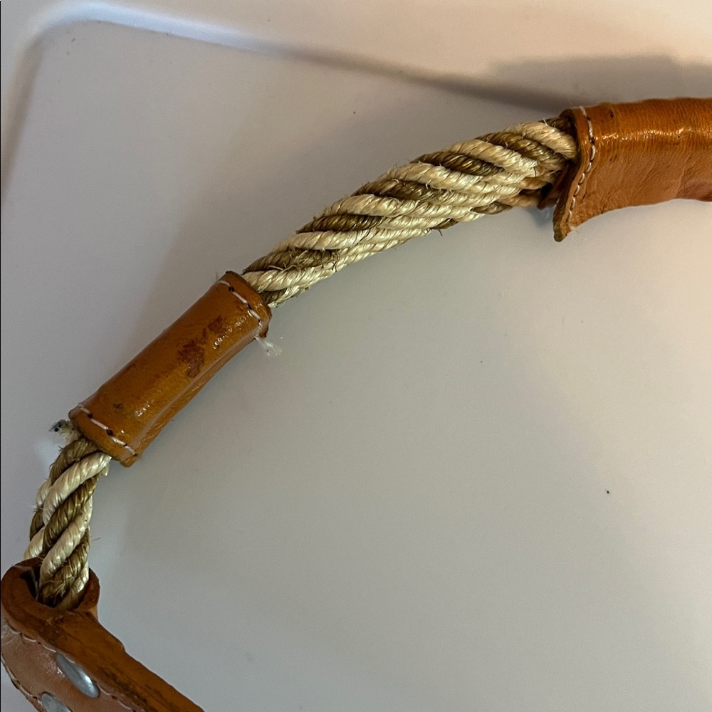 Vintage Leather Woven Rope Horse Head Buckle Belt Size 22 - Picture 6 of 10